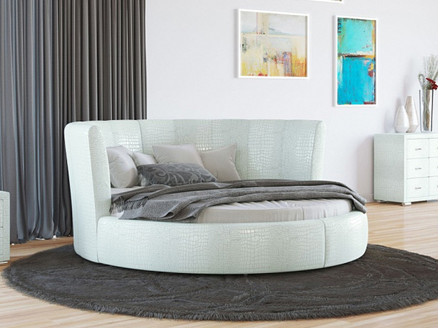 Купить круглую кровать Luna  экокожа Lux Caiman Croco