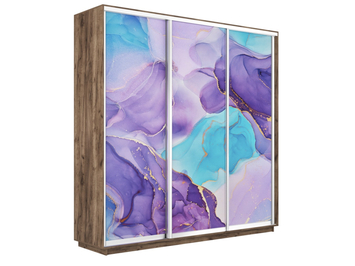 Шкаф-купе Экспресс Люкс 3-х дверный (Фото №1002 Абстракция фиолетовая)
