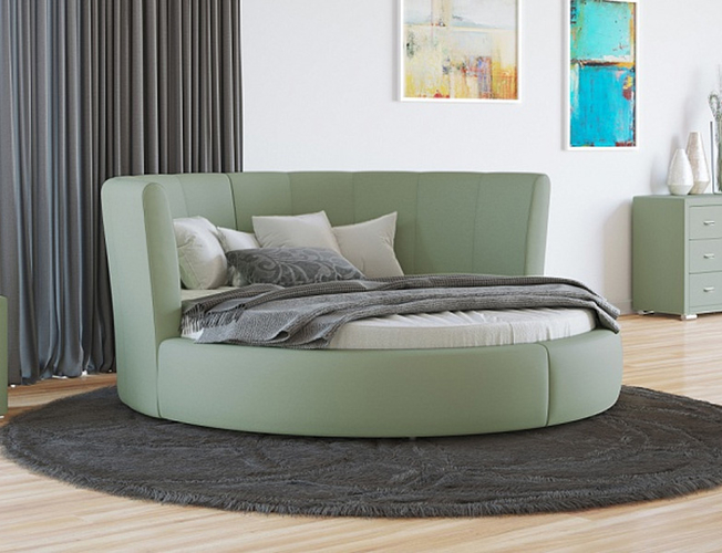 Купить круглую кровать Luna экокожа Lux
