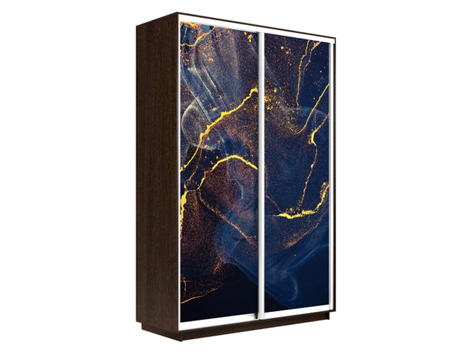 Шкаф-купе Экспресс 2-х дверный (Фото №1016 Абстракция золотая пыль), Венге
