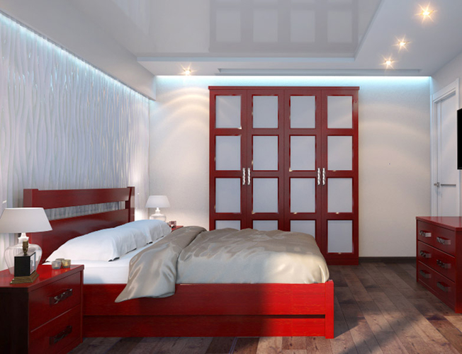 Купить кровать из массива Парма красное дерево