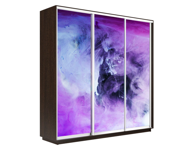 Шкаф-купе Экспресс 3-х дверный (Фото №1011 Фиолетовый дым), Венге