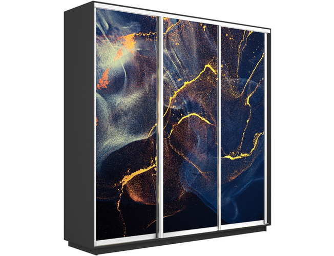 Шкаф-купе Экспресс Люкс 3-х дверный (Фото №1016 Абстракция золотая пыль), Серый диамант
