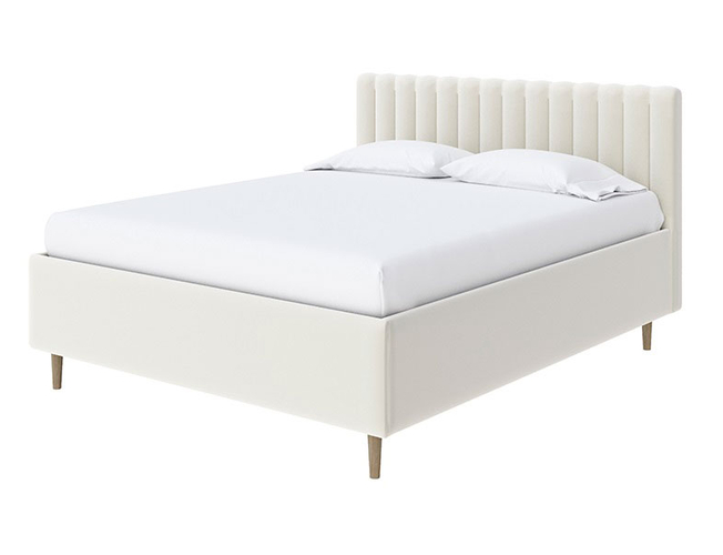 Кровать Madison Lite с бельевым ящиком Экокожа молочный перламутр