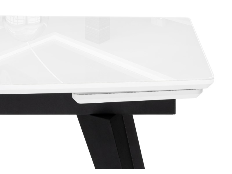 Стеклянный стол Элис 140(200)х80 белый/черный (Арт.516554)